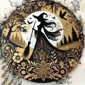 Gothic Witch Wall Art Vintage Inspired 2D Flat Metal Wall Art New